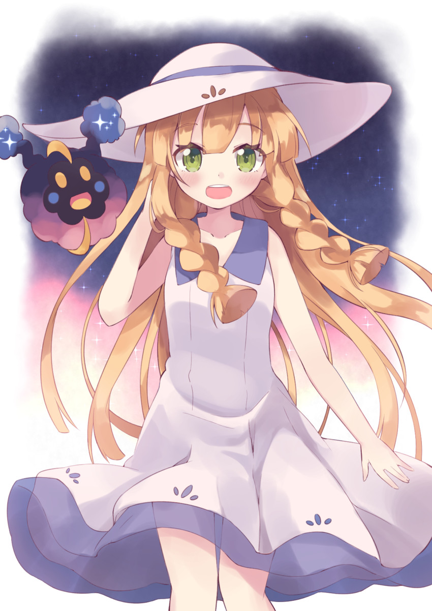 lillie and cosmog (pokemon and 1 more) drawn by narumi_midori