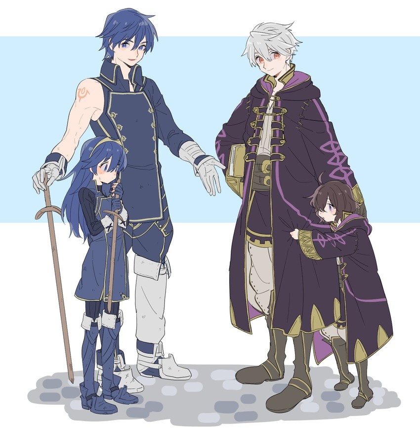 lucina, male robin, chrom, and female morgan (fire emblem and 1 more) drawn by itou_(very_ito)