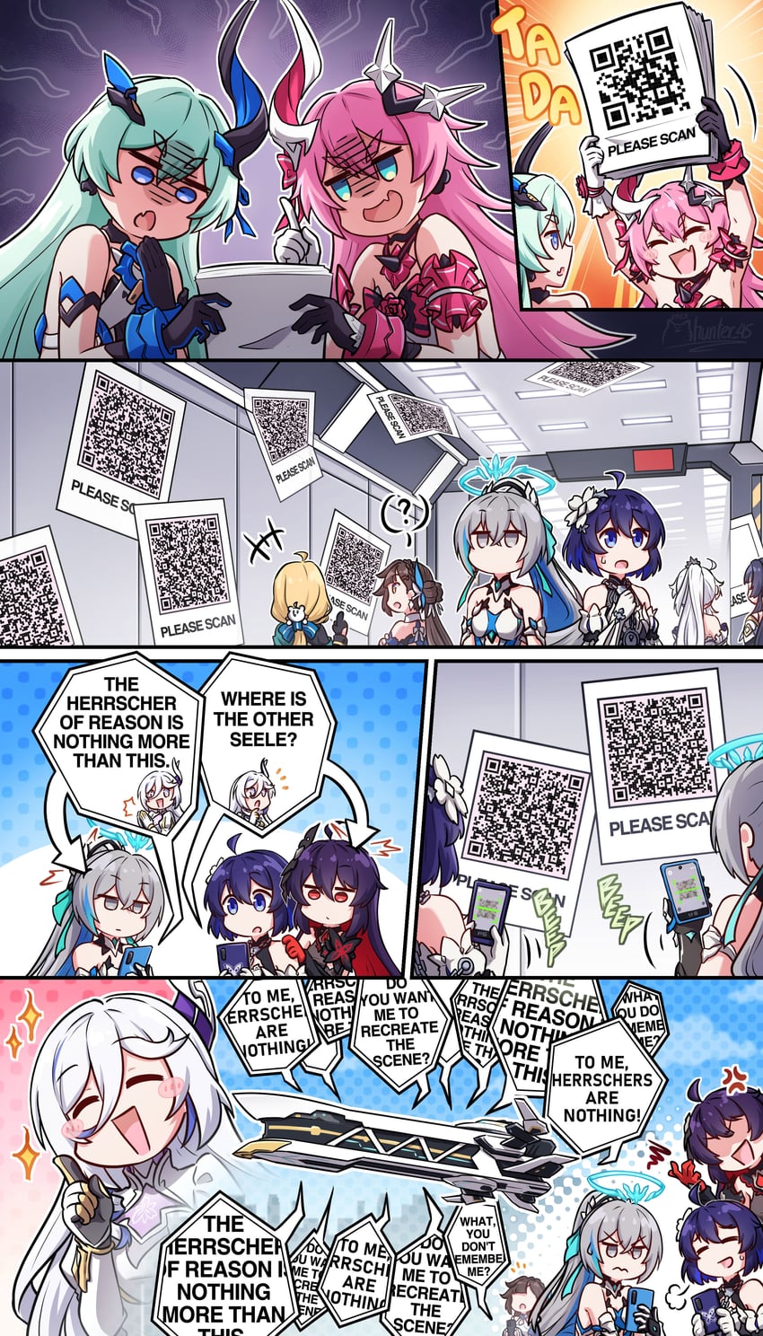kiana kaslana, raiden mei, bronya zaychik, seele vollerei, seele, and 5 more (honkai and 1 more) drawn by mhunter_45