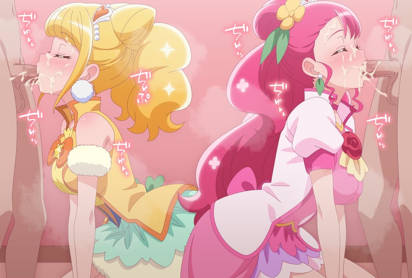 hanadera nodoka, hiramitsu hinata, cure grace, and cure sparkle (precure and 1 more) drawn by huet-pc