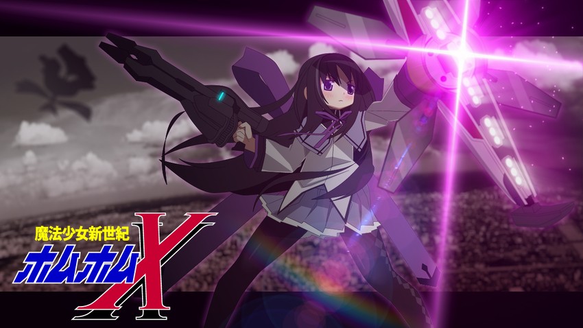 akemi homura, walpurgisnacht, gundam x, and gundam x divider (mahou shoujo madoka magica and 2 more) drawn by kuro_chairo_no_neko