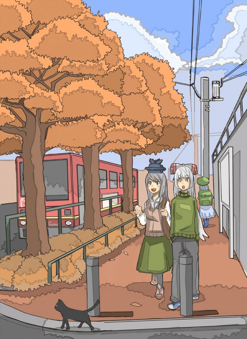fujiwara no mokou, kawashiro nitori, and kamishirasawa keine (touhou) drawn by norimaki_(haru_koubou)