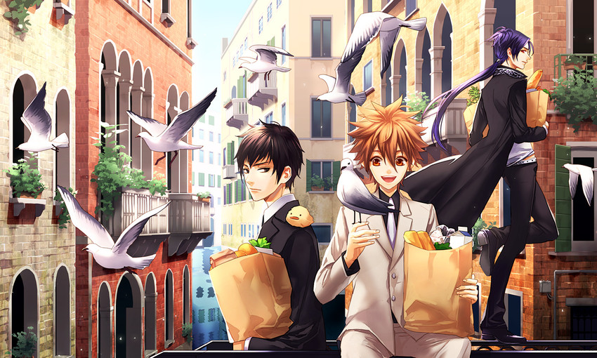 sawada tsunayoshi, rokudou mukuro, and hibari kyouya (katekyo hitman reborn!) drawn by toichi_(ik07)