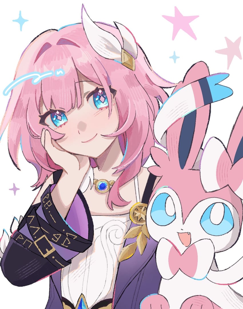sylveon and cyrene (pokemon and 2 more) drawn by sojuteaq and umochinno37067