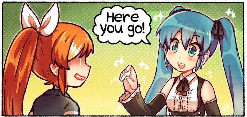 hatsune miku and hime (vocaloid and 1 more) drawn by kataro