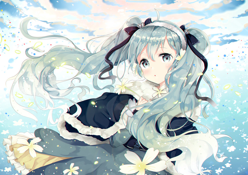 hatsune miku and yuki miku (vocaloid) drawn by liby_(libtnvd)