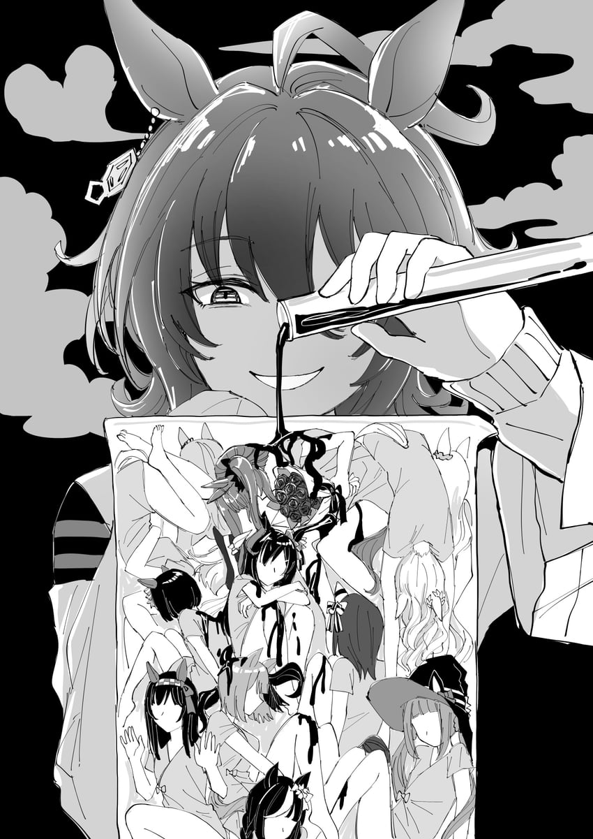 agnes tachyon, mejiro dober, sweep tosho, nishino flower, and scarlet bouquet (umamusume) drawn by nayuta_ggg