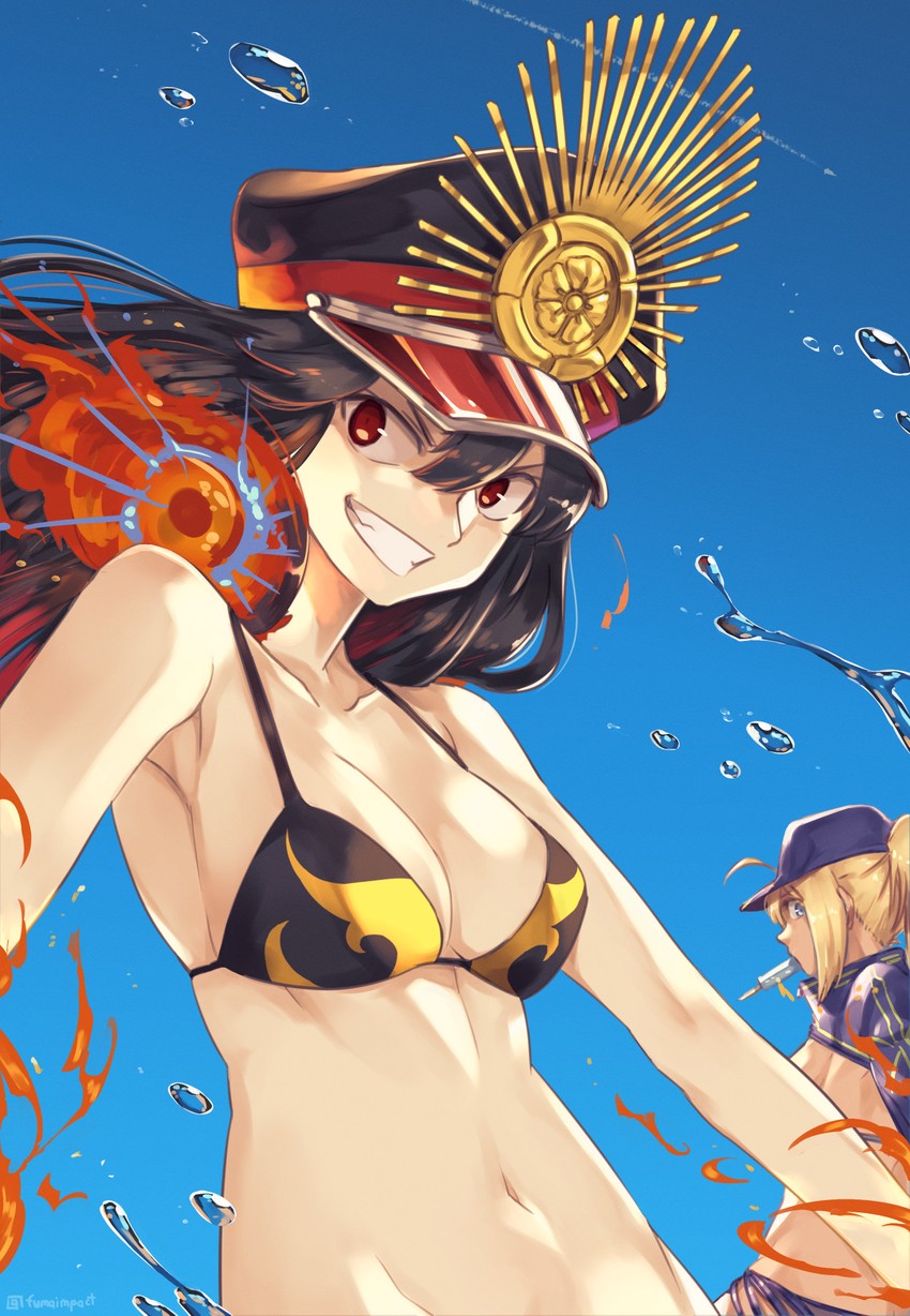 artoria pendragon, oda nobunaga, and mysterious heroine xx (fate and 1 more) drawn by fumato