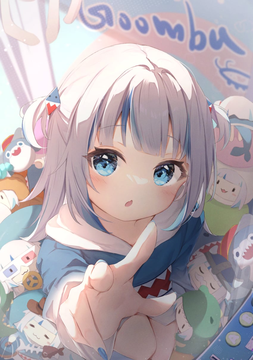 gawr gura, bloop, and smol gura (hololive and 1 more) drawn by seboneko