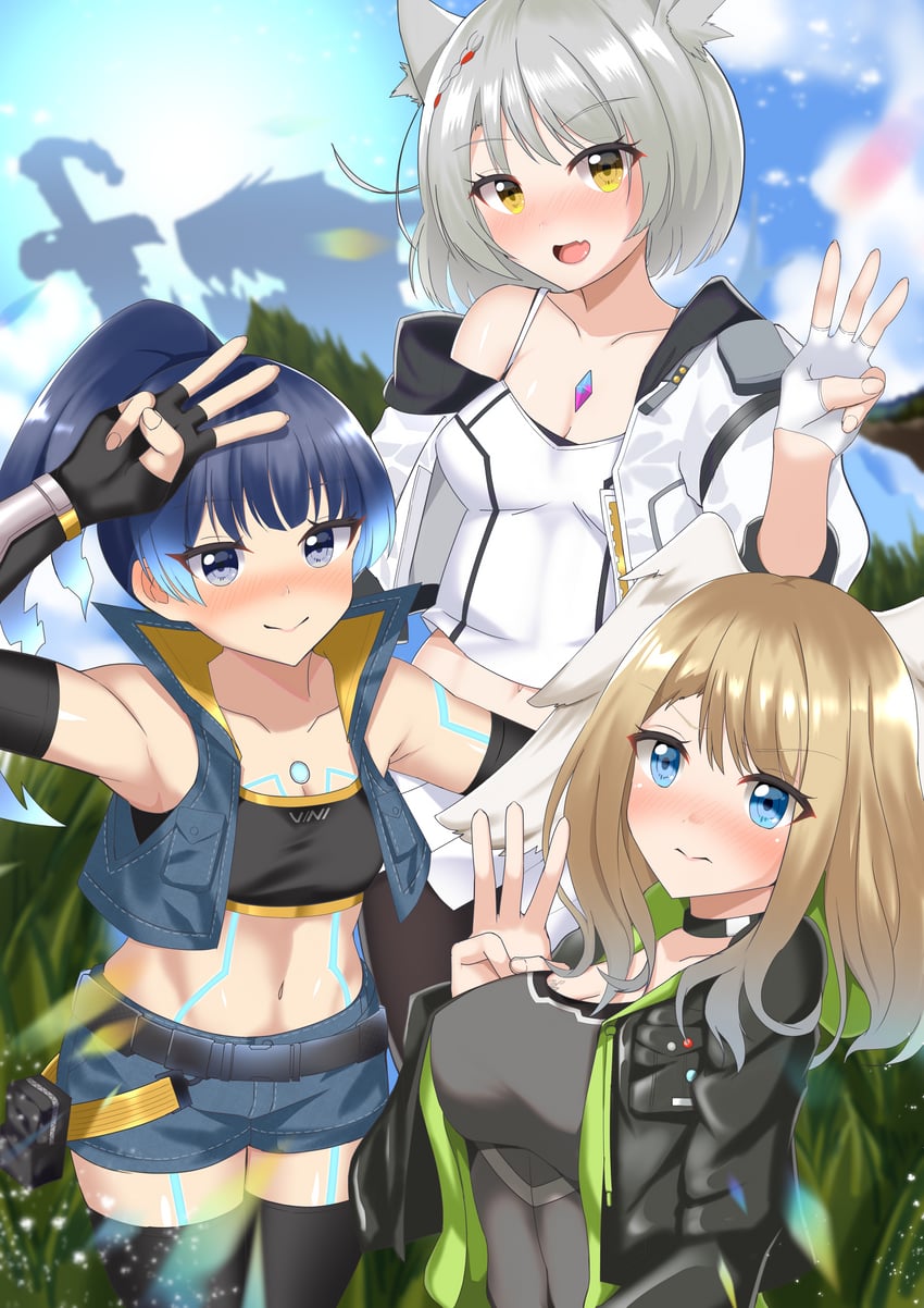 mio, eunie, and sena (xenoblade chronicles and 1 more) drawn by ii_tea
