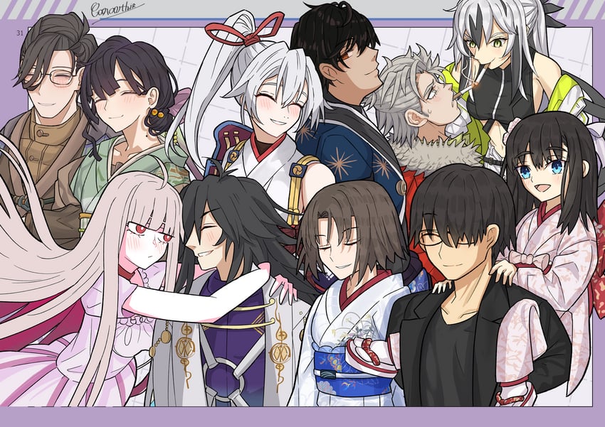 tomoe gozen, ryougi shiki, nagao kagetora, oryou, sakamoto ryouma, and 9 more (fate and 3 more) drawn by caravthir