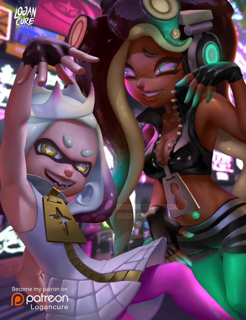marina and pearl (splatoon and 1 more) drawn by logan_cure