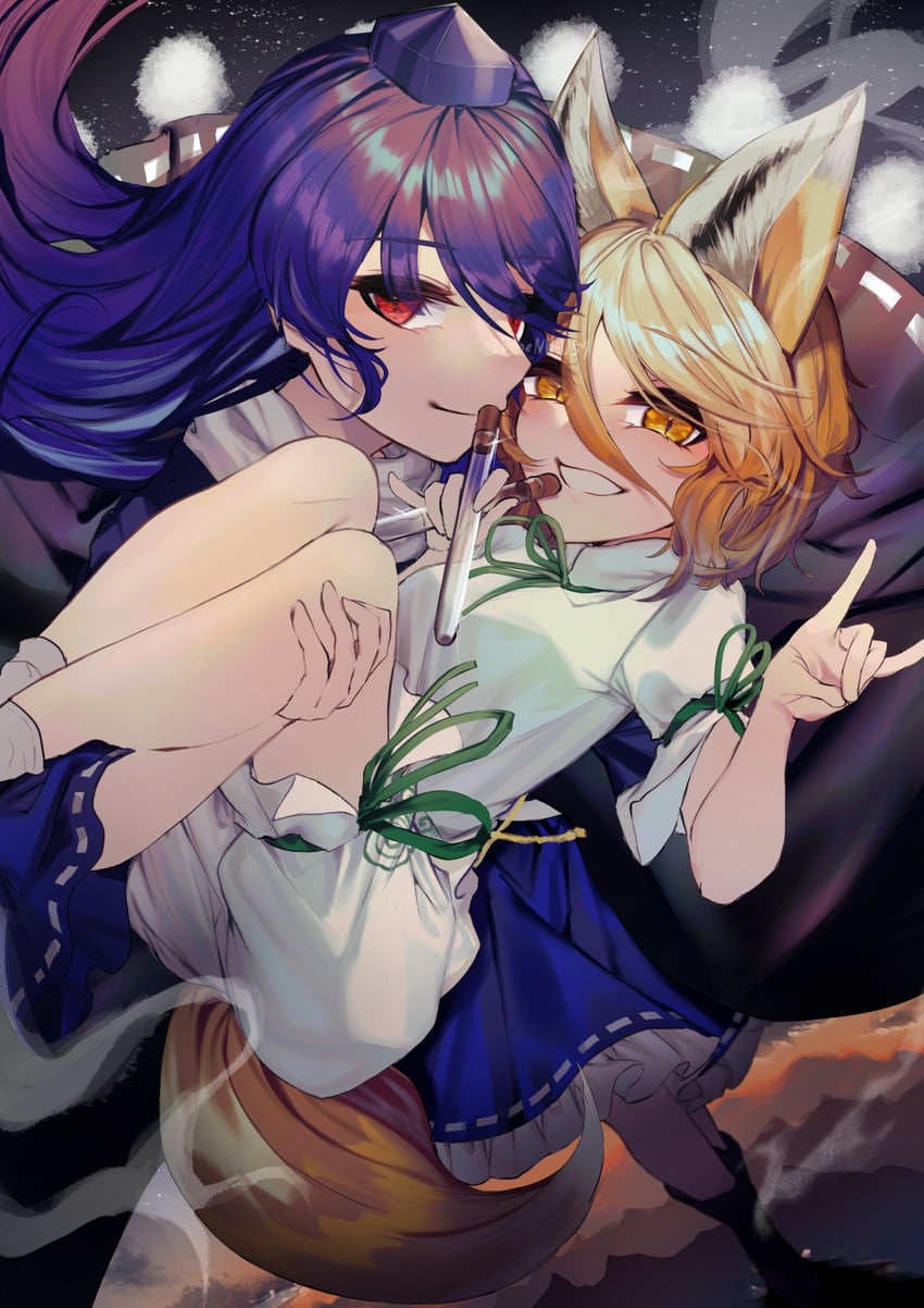 kudamaki tsukasa and iizunamaru megumu (touhou) drawn by ishikawa_sparerib