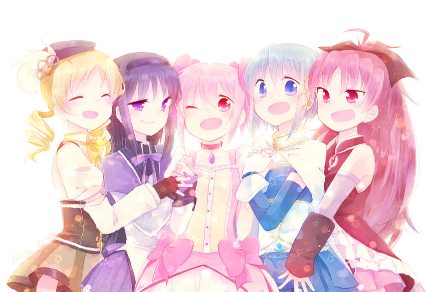 akemi homura, kaname madoka, miki sayaka, sakura kyoko, and tomoe mami (mahou shoujo madoka magica) drawn by mizuki_(flowerlanguage)
