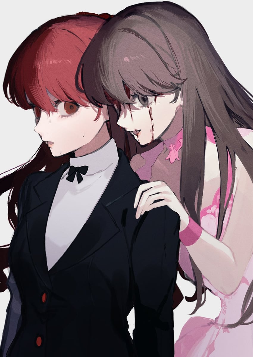 yoshizawa kasumi and yoshizawa kasumi's sister (persona and 2 more) drawn by uxco0