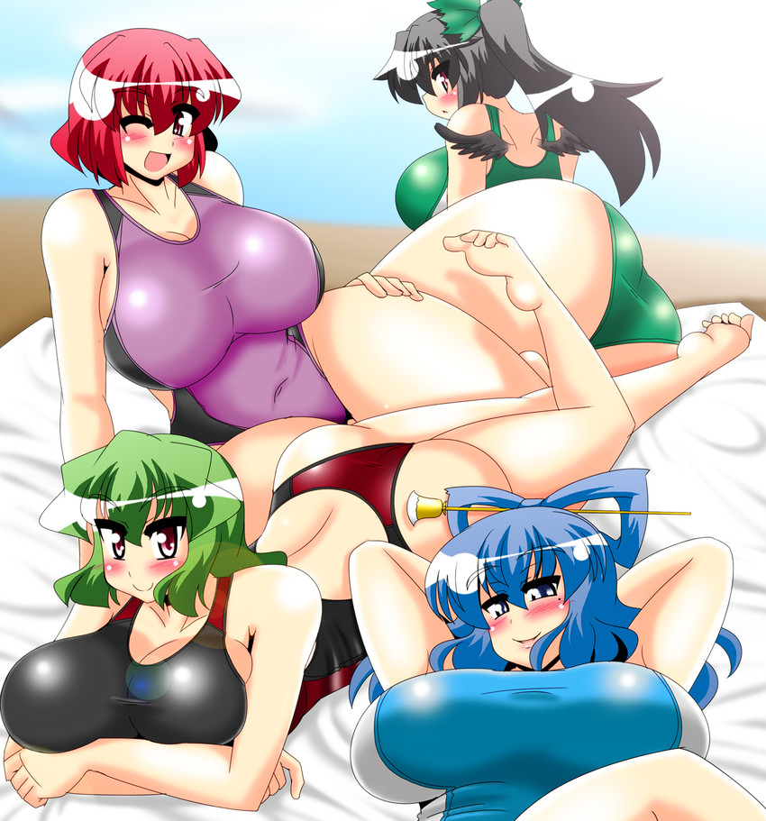 reiuji utsuho, kazami yuuka, kaku seiga, and horikawa raiko (touhou) drawn by akasode_(tyaramu)