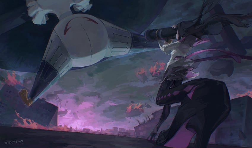 akemi homura and walpurgisnacht (mahou shoujo madoka magica) drawn by spectrv2