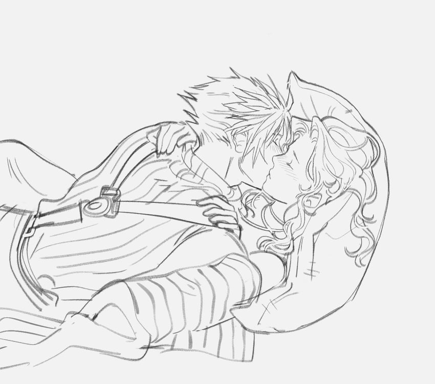 cloud strife and aerith gainsborough (final fantasy and 1 more) drawn by mmmckayyy