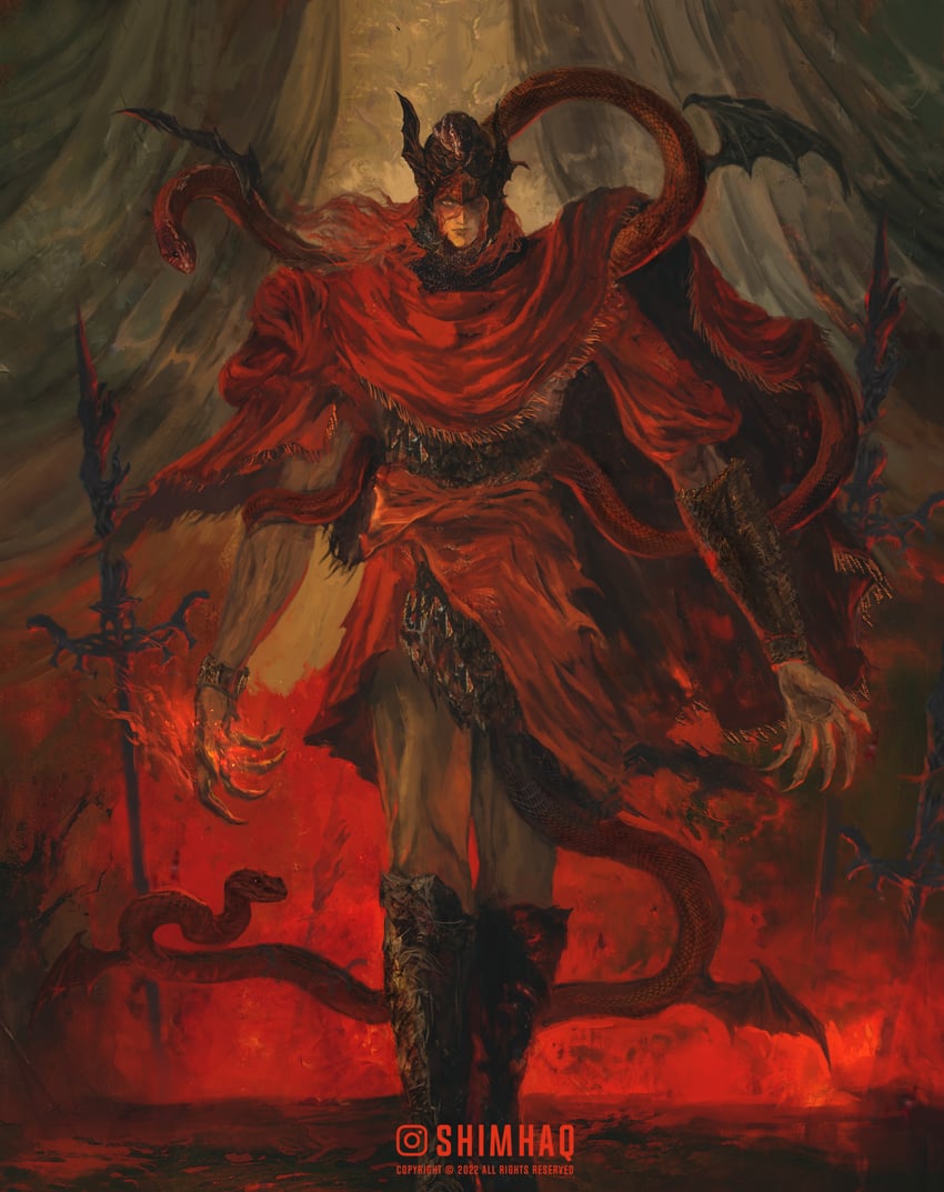 messmer the impaler (elden ring and 1 more) drawn by shimhaq