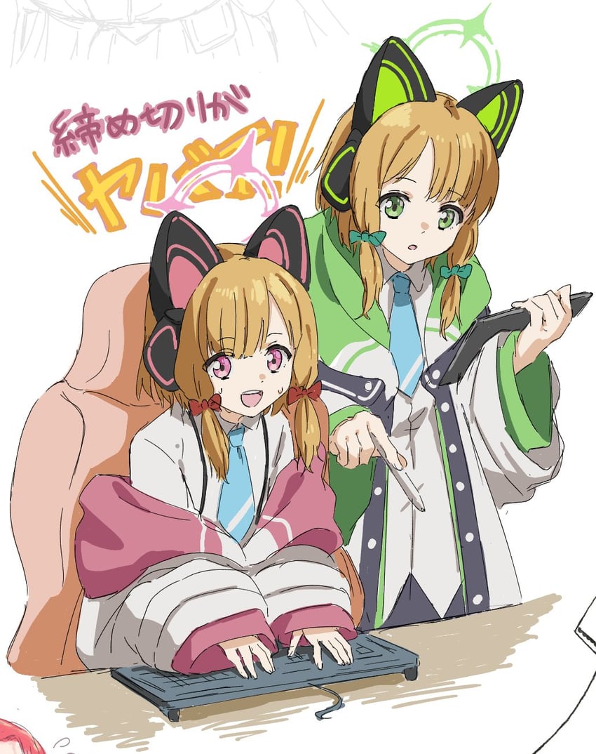momoi and midori (blue archive) drawn by minowa_sukyaru