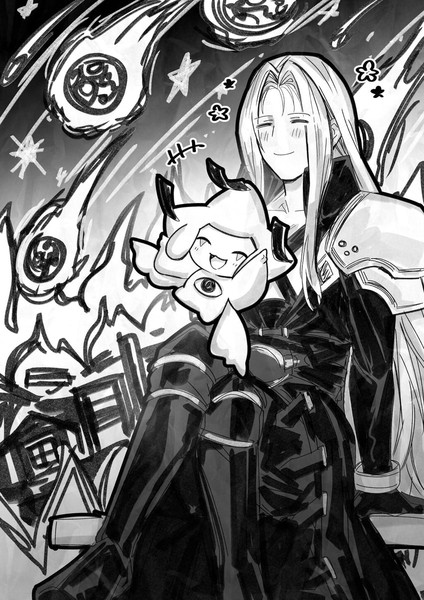sephiroth and jirachi (pokemon and 2 more) drawn by keiseki1