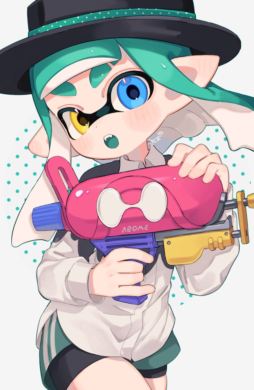 inkling player character and inkling girl (splatoon and 1 more) drawn by sabata_saba