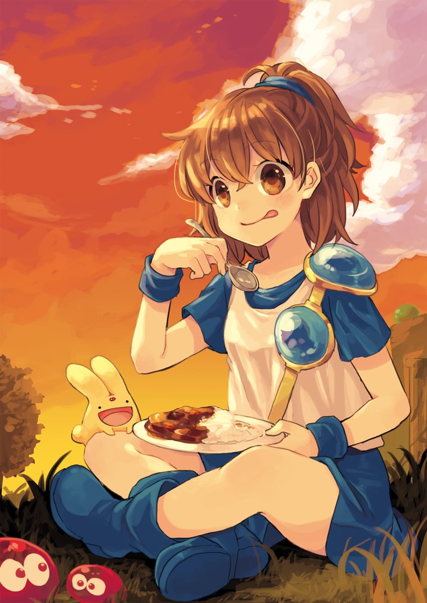 arle nadja, puyo, and carbuncle (puyopuyo) drawn by kuroda_(kuro_yyy)