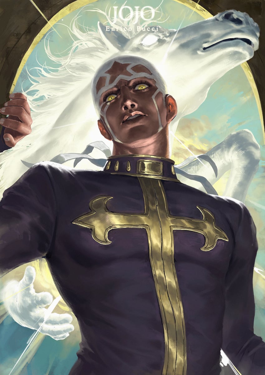 enrico pucci and made in heaven (jojo no kimyou na bouken and 1 more) drawn by xiao-yang