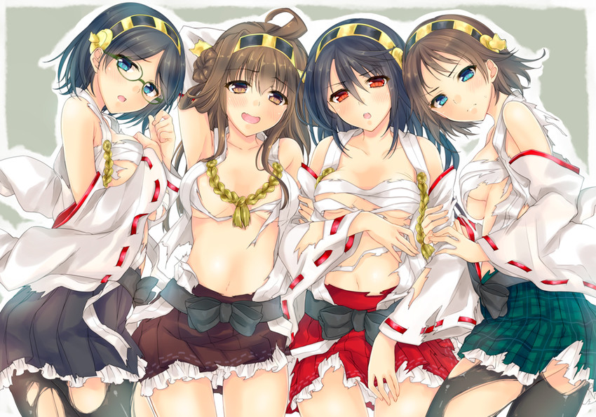 kongou, haruna, hiei, and kirishima (kantai collection) drawn by yu_yu