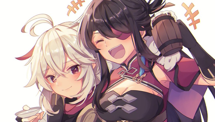 kaedehara kazuha and beidou (genshin impact) drawn by shirase_(shirose)