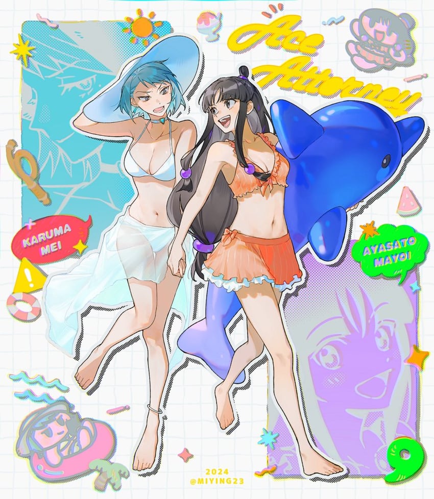 maya fey and franziska von karma (ace attorney) drawn by miying_(ho_ru03_15)