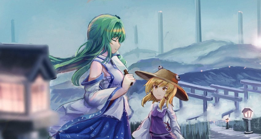 kochiya sanae and moriya suwako (touhou) drawn by sensi_tobikage