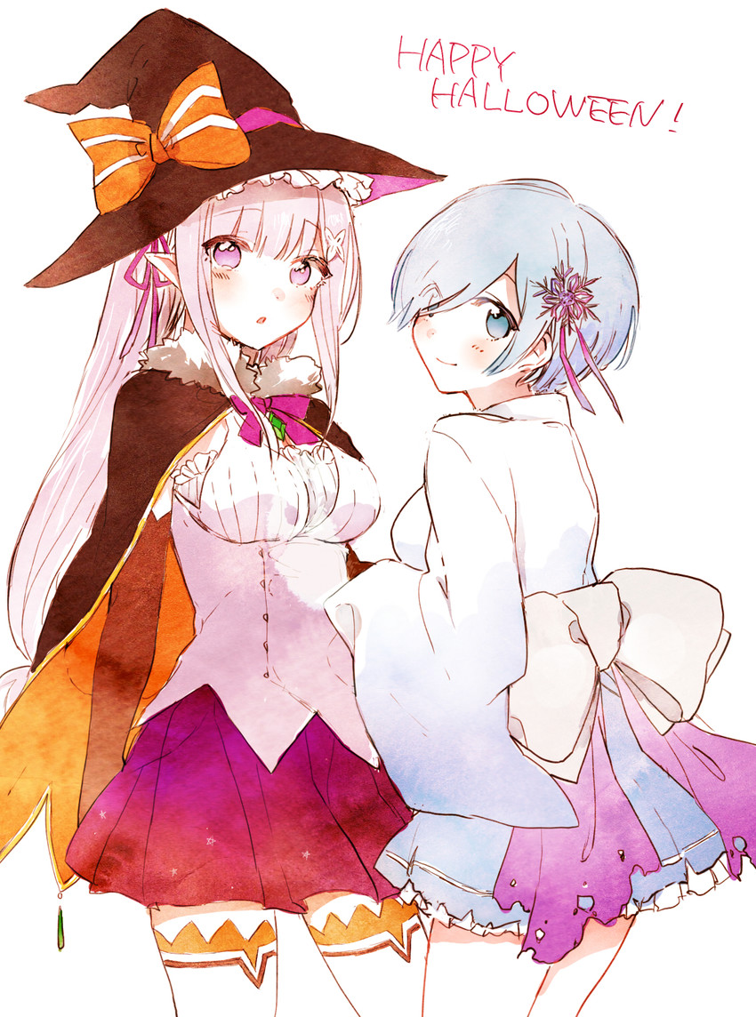 rem and emilia (re:zero kara hajimeru isekai seikatsu) drawn by sakai_(knnkwakame)