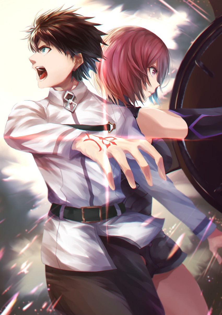 mash kyrielight and fujimaru ritsuka (fate and 1 more) drawn by herigaru_(fvgyvr000)