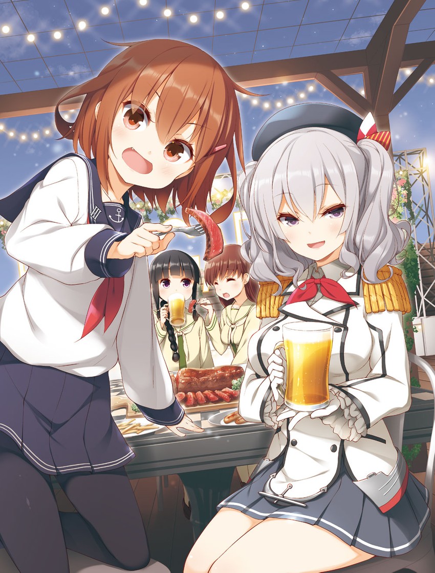 ikazuchi, kashima, kitakami, ooi, kitakami kai ni, and 1 more (kantai collection) drawn by yume_no_owari