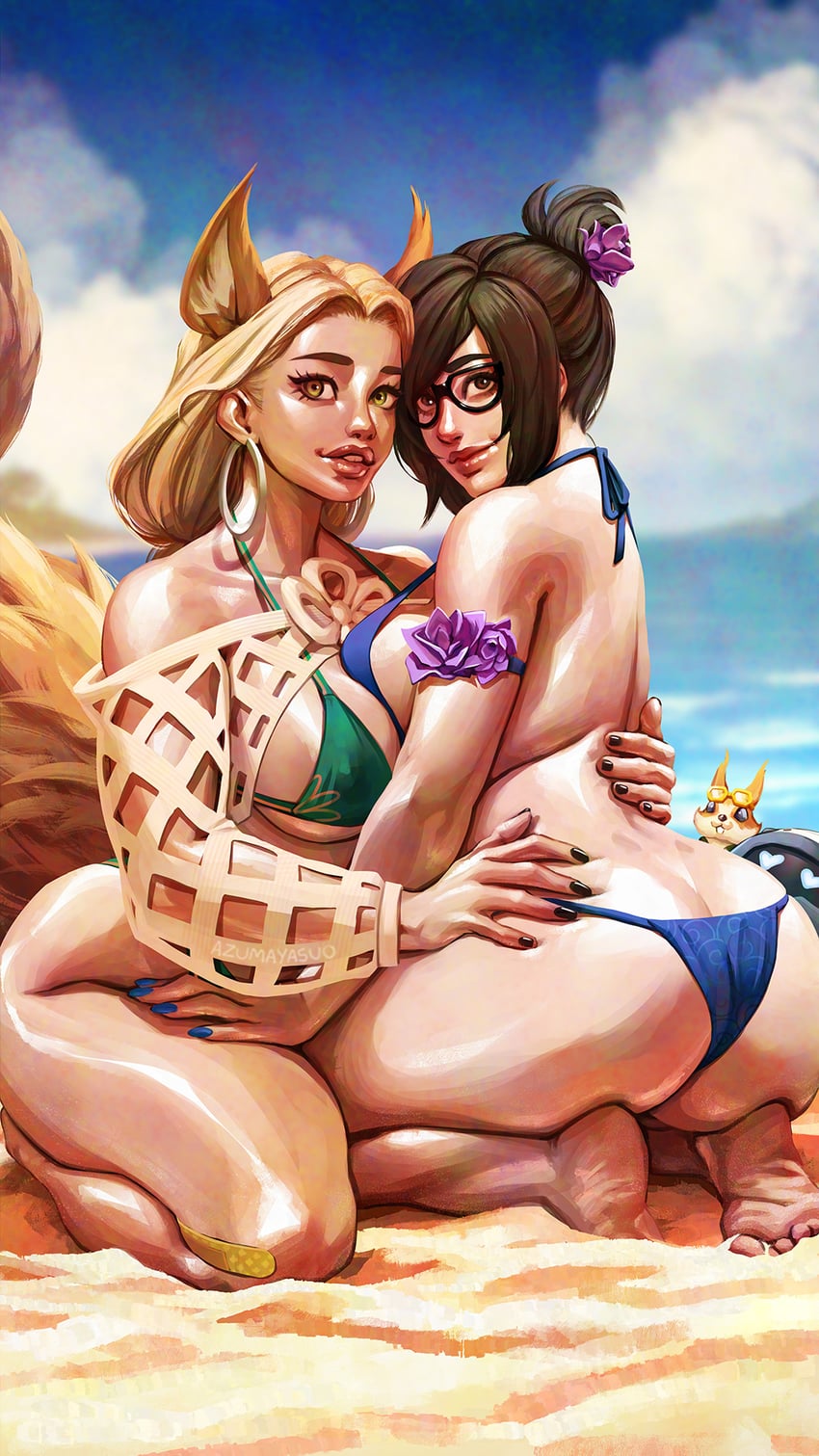 mei, squirrel girl, snowball, and tippy-toe (marvel and 2 more) drawn by azuma_yasuo