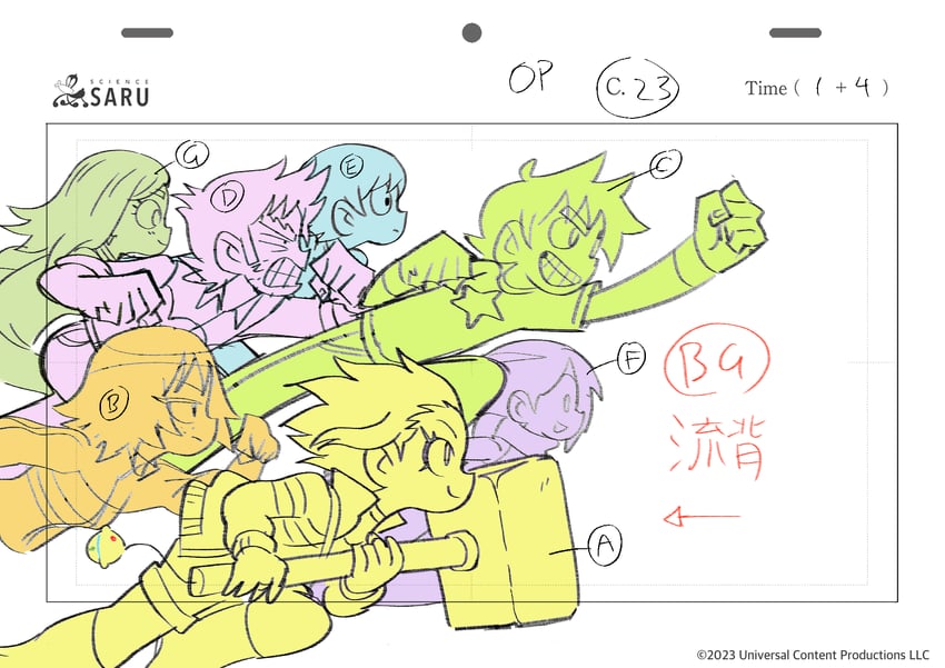 scott pilgrim, ramona flowers, kim pine, knives chau, stephen stills, and 2 more (scott pilgrim and 2 more) drawn by popyea