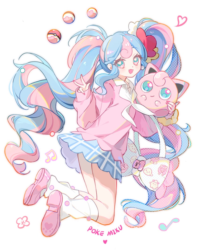 hatsune miku, jigglypuff, and fairy miku (pokemon and 2 more) drawn by gutou