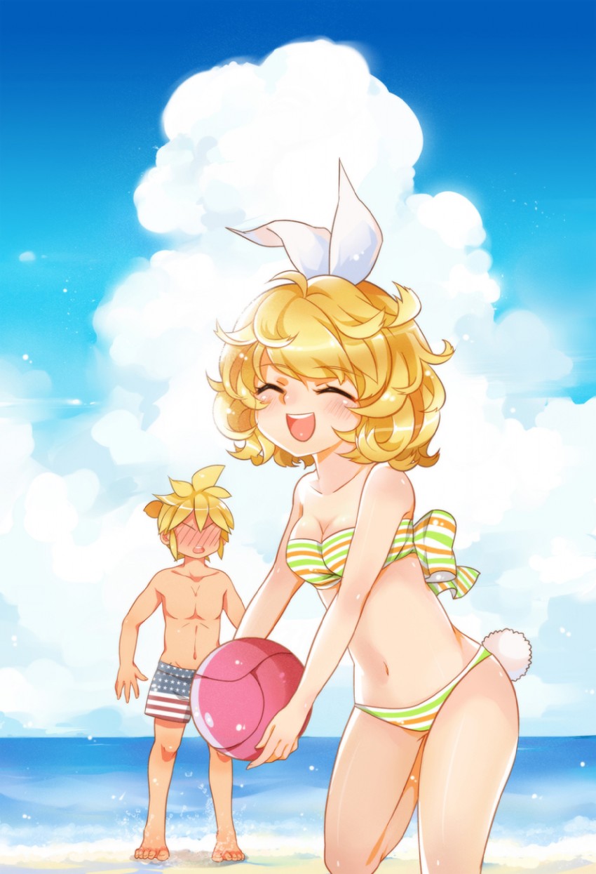 kagamine rin and kagamine len (vocaloid) drawn by hoshi_(xingspresent)