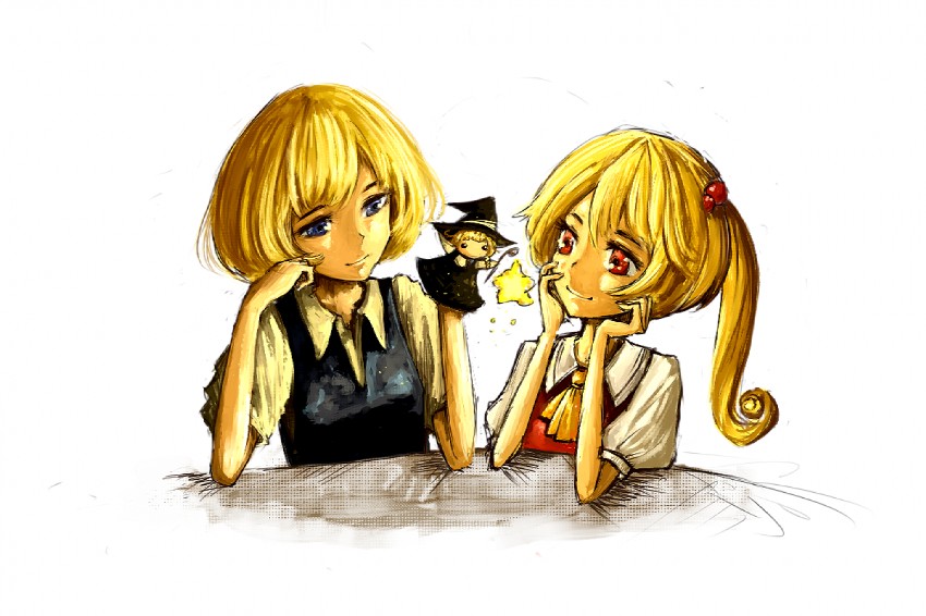 kirisame marisa, flandre scarlet, and alice margatroid (touhou) drawn by rotya