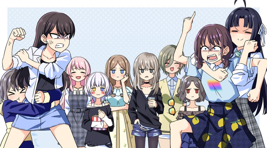 chihaya anon, nagasaki soyo, iseri nina, shiina taki, kawaragi momoka, and 5 more (bang dream! and 2 more) drawn by tanny_v