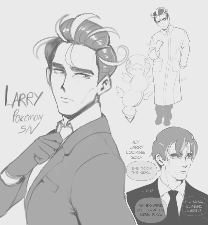 larry, dudunsparce, and patrick bateman (pokemon and 2 more) drawn by nyantcha