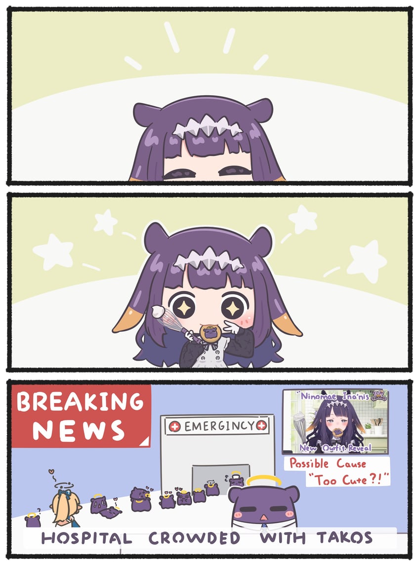 ninomae ina'nis, shiranui flare, and takodachi (hololive and 1 more) drawn by mpien
