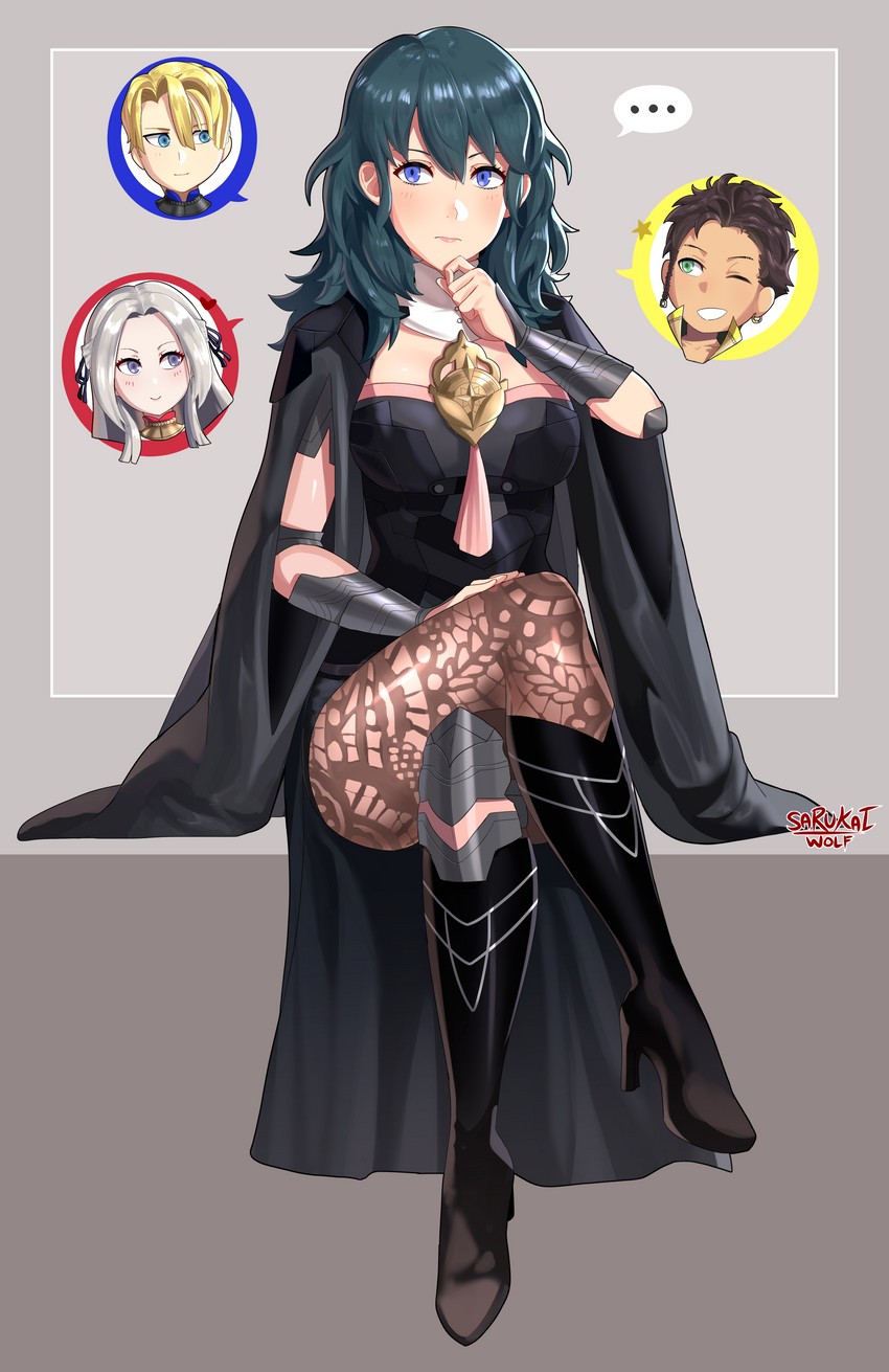 female byleth, edelgard von hresvelg, dimitri alexandre blaiddyd, and claude von riegan (fire emblem and 1 more) drawn by sarukaiwolf