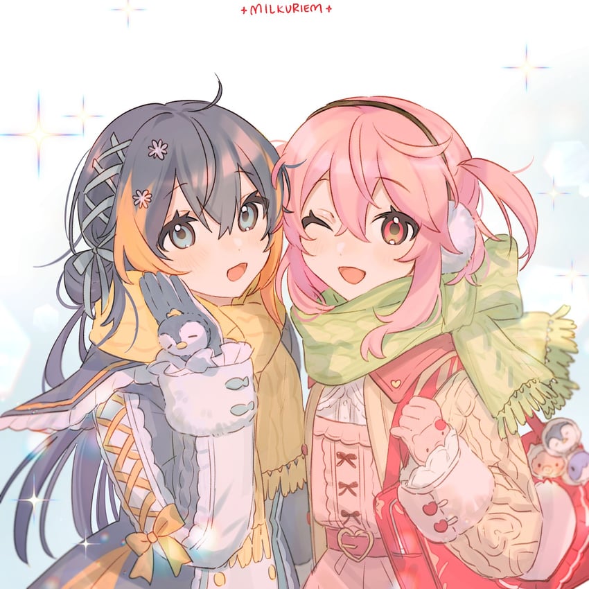 petra gurin, rosemi lovelock, pentomo, and rosebud (nijisanji and 1 more) drawn by milkuriem