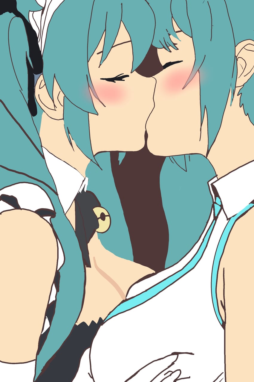 hatsune miku and privaty (vocaloid and 1 more) drawn by waveringana