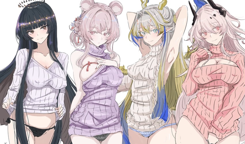 shu, virtuosa, theresa, and lin (arknights) drawn by ken_(shutenndouji1)