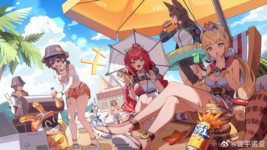 hoshimi miyabi, eous, soukaku, ukinami yuzuha, alice thymefield, and 4 more (zenless zone zero) drawn by hyny