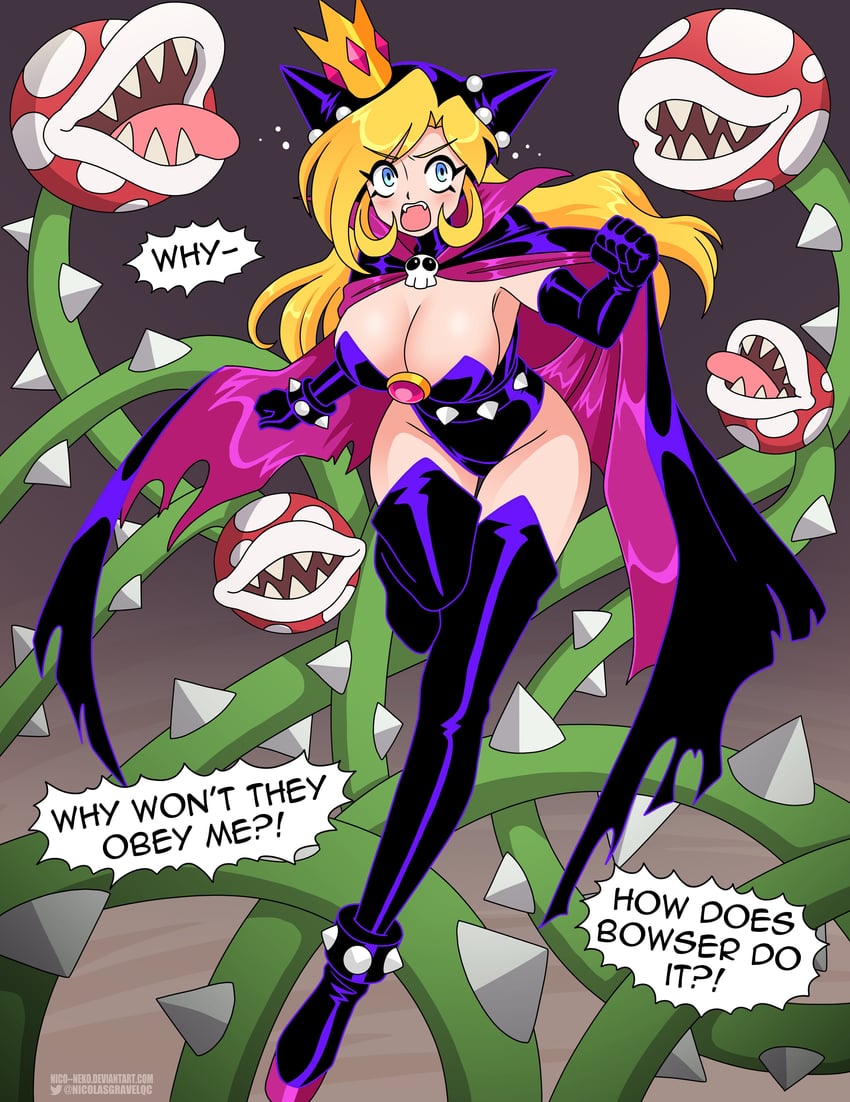 piranha plant and warupeach (mario and 2 more) drawn by nico-neko