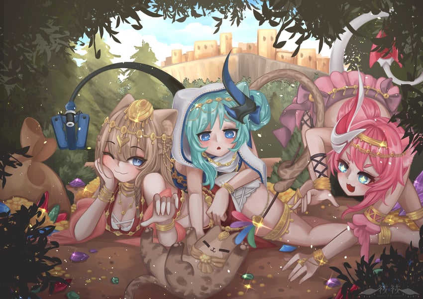 rozaliya olenyeva, pardofelis, and liliya olenyeva (honkai and 1 more) drawn by furi_art